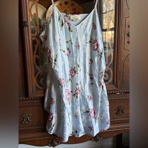 Y2k dentelle baby blue floral slip